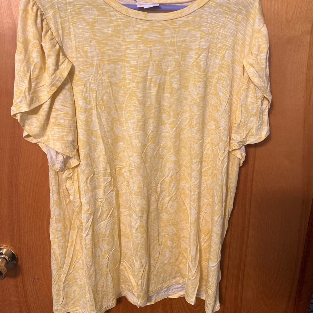 Yellow Floral Short Sleeve Top